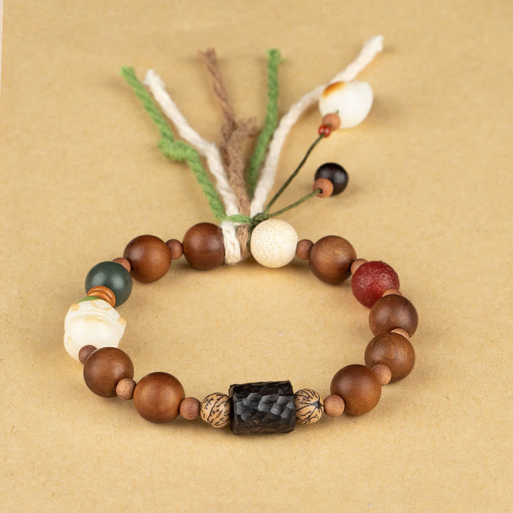 BWOOOH Lightning Strike Wood Bodhi Seed Cat Paw Claw Auspiciousness Protection Tassel Bracelet