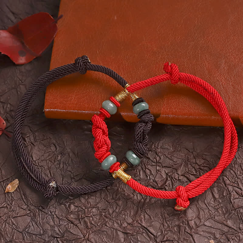 BWOOOH Red String Jade Luck Fortune Knot Braided Couple Bracelet