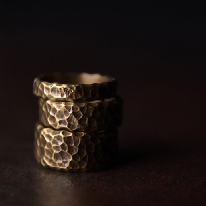 BWOOOH Tibetan Bump Texture Design Copper Brass Luck Ring