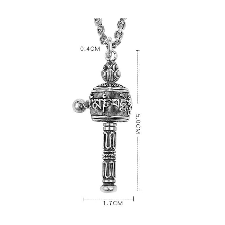 BWOOOH Tibetan Om Mani Padme Hum Prayer Wheel Lotus Wisdom Rotatable Necklace Pendant