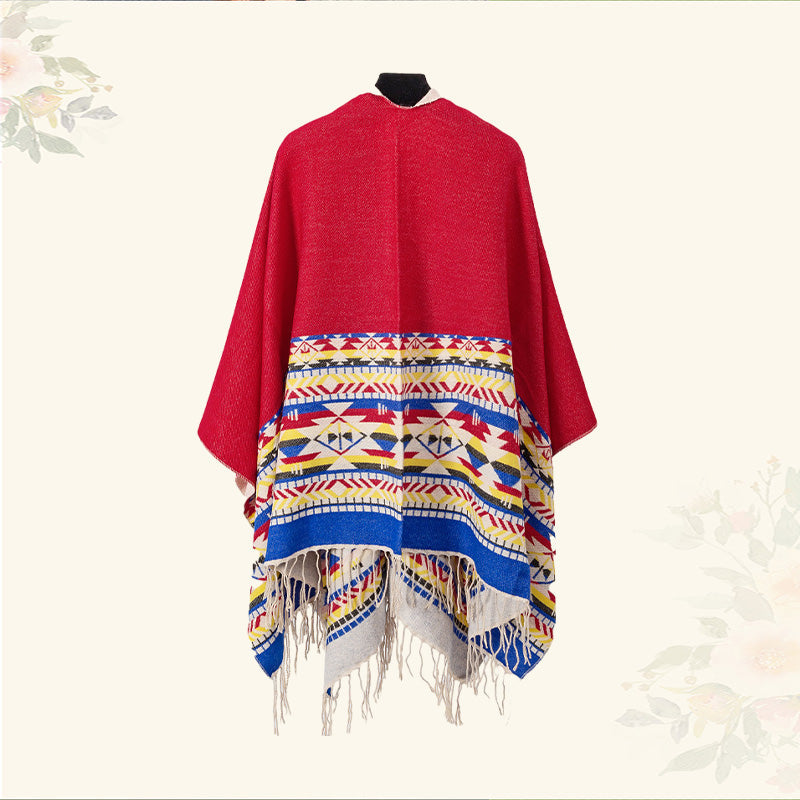 BWOOOH Tibetan Shawl Colorful Geometry Winter Cozy Travel