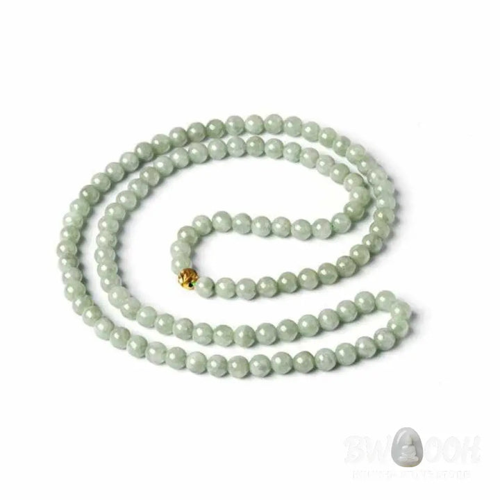 BWOOOH 108-bead Jade Luck Bracelet Mala, handcrafted from natural jade, symbolizing wealth, prosperity, and business success for meditation and abundance. - View 10