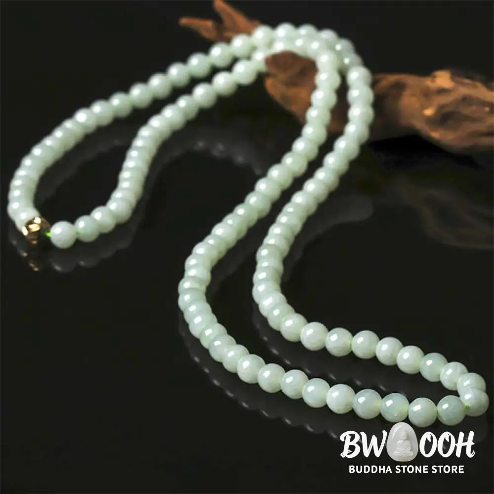 BWOOOH 108-bead Jade Luck Bracelet Mala, handcrafted from natural jade, symbolizing wealth, prosperity, and business success for meditation and abundance. - View 4