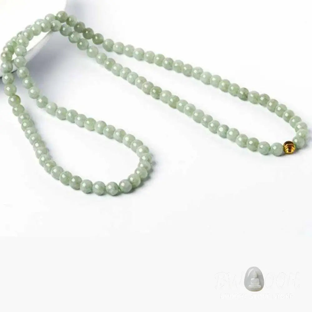BWOOOH 108-bead Jade Luck Bracelet Mala, handcrafted from natural jade, symbolizing wealth, prosperity, and business success for meditation and abundance. - View 8