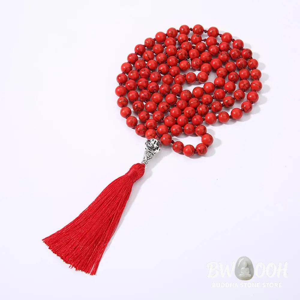 Authentic BWOOOH 108 Mala Beads Prayer Yoga Meditation Necklace resting gracefully for spiritual practice - View 2