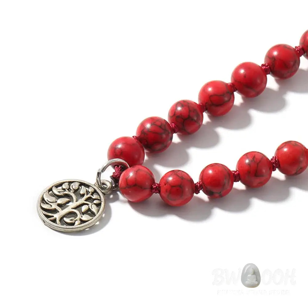 Authentic BWOOOH 108 Mala Beads Prayer Yoga Meditation Necklace resting gracefully for spiritual practice - View 3