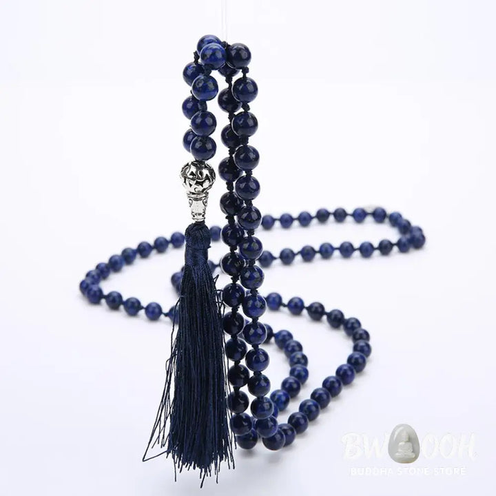 Authentic BWOOOH 108 Mala Beads Prayer Yoga Meditation Necklace resting gracefully for spiritual practice - View 8