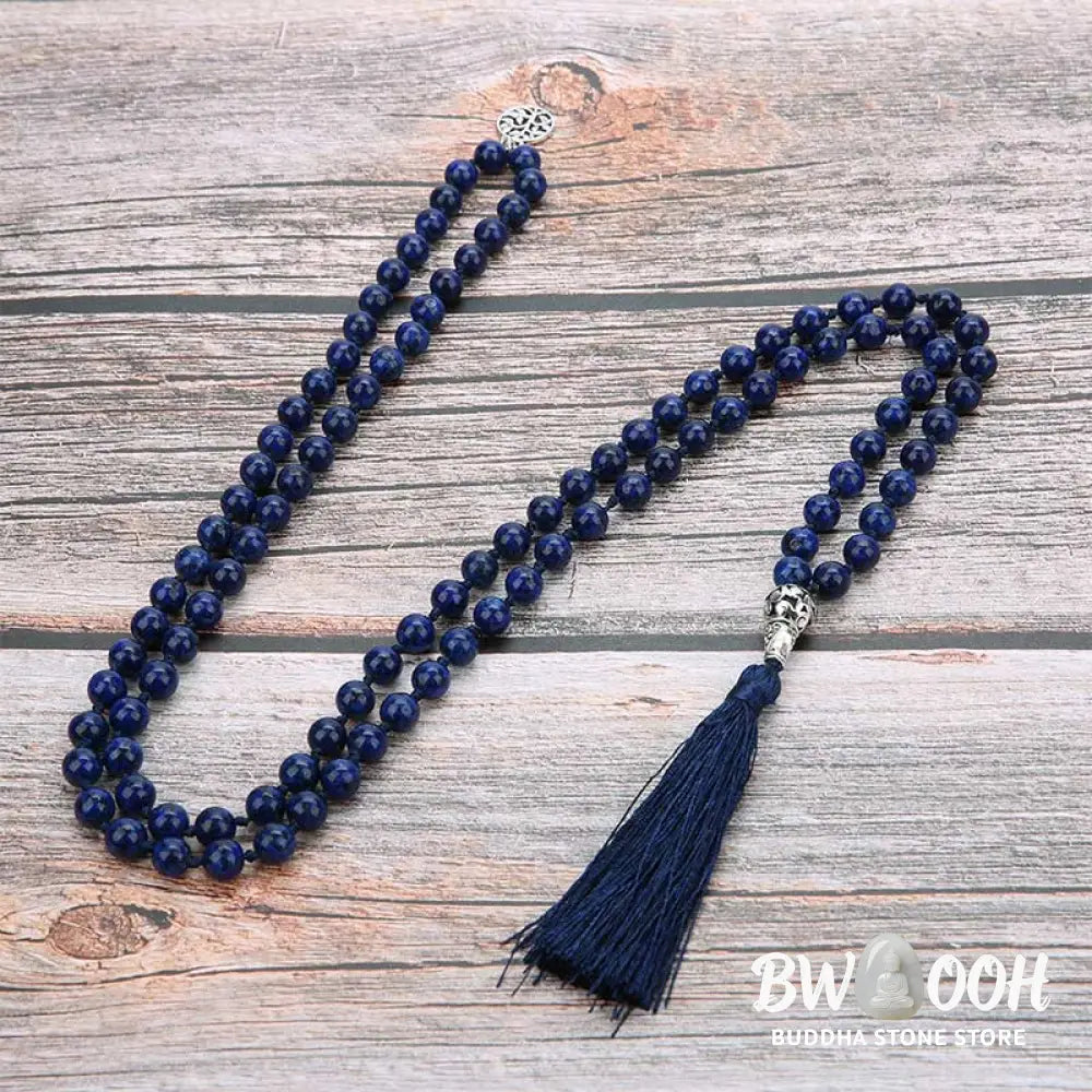 Authentic BWOOOH 108 Mala Beads Prayer Yoga Meditation Necklace resting gracefully for spiritual practice - View 7
