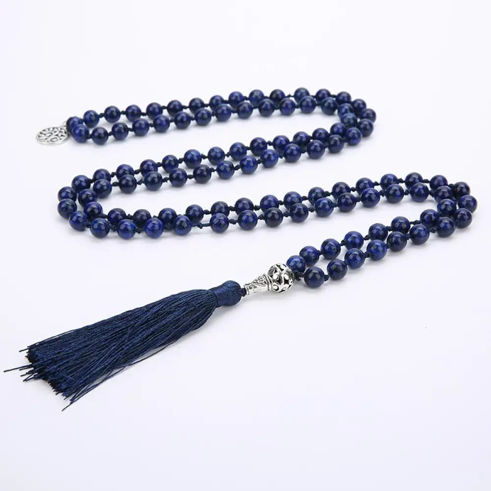 Authentic BWOOOH 108 Mala Beads Prayer Yoga Meditation Necklace resting gracefully for spiritual practice - View 6