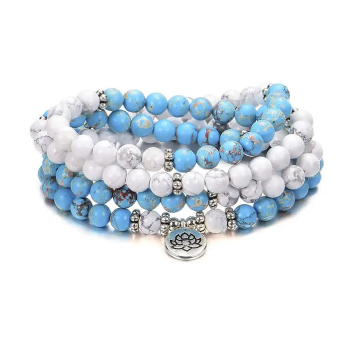 BWOOOH 108 beads White Turquoise Emperor Stone lotus bracelet