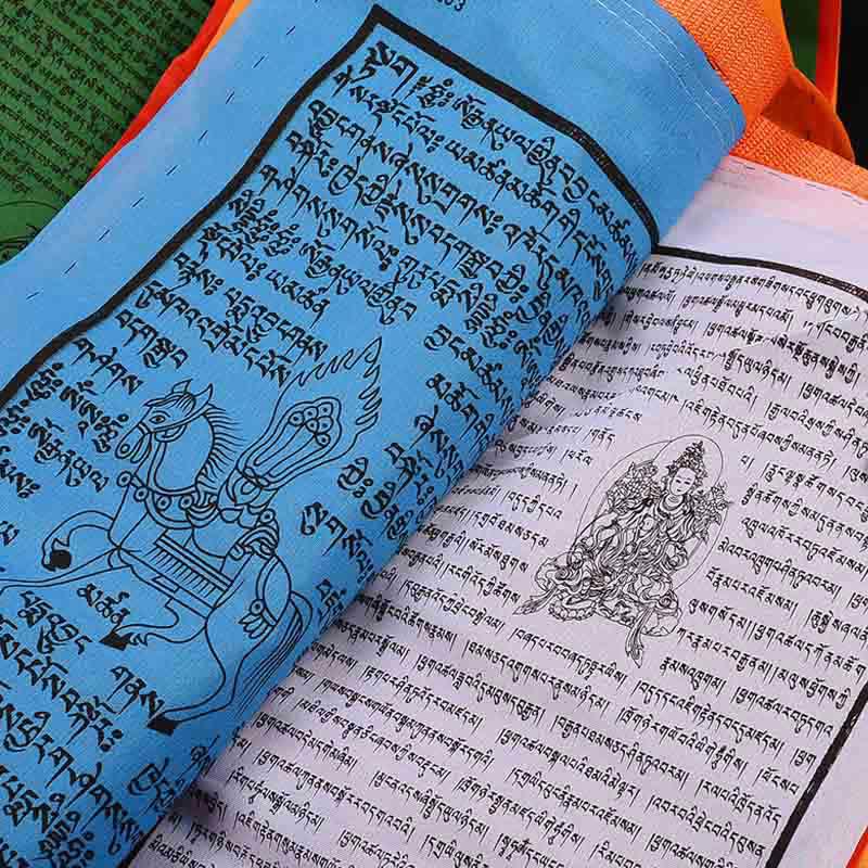 Buddha Stones Tibetan 5 Colors Windhorse Auspicious Outdoor 25 Pcs Prayer Flag