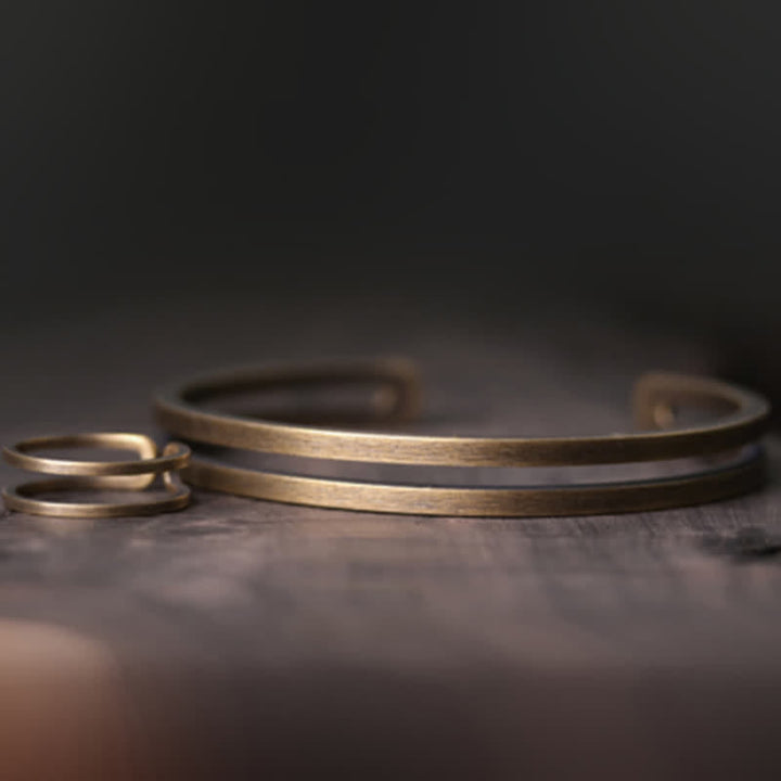 BWOOOH Rustic Copper Luck Viking Cuff Bracelet