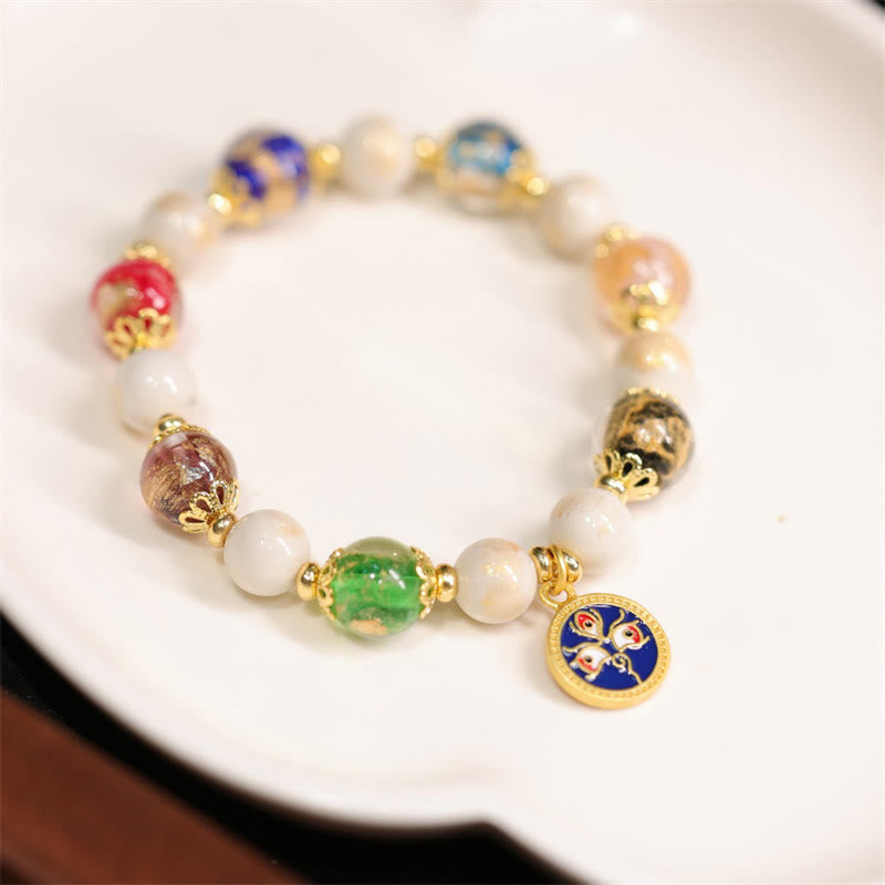 BWOOOH Tibetan Five God Of Wealth Fortune Liuli Glass Bead Incense Ash Porcelain Bead Charm Bracelet