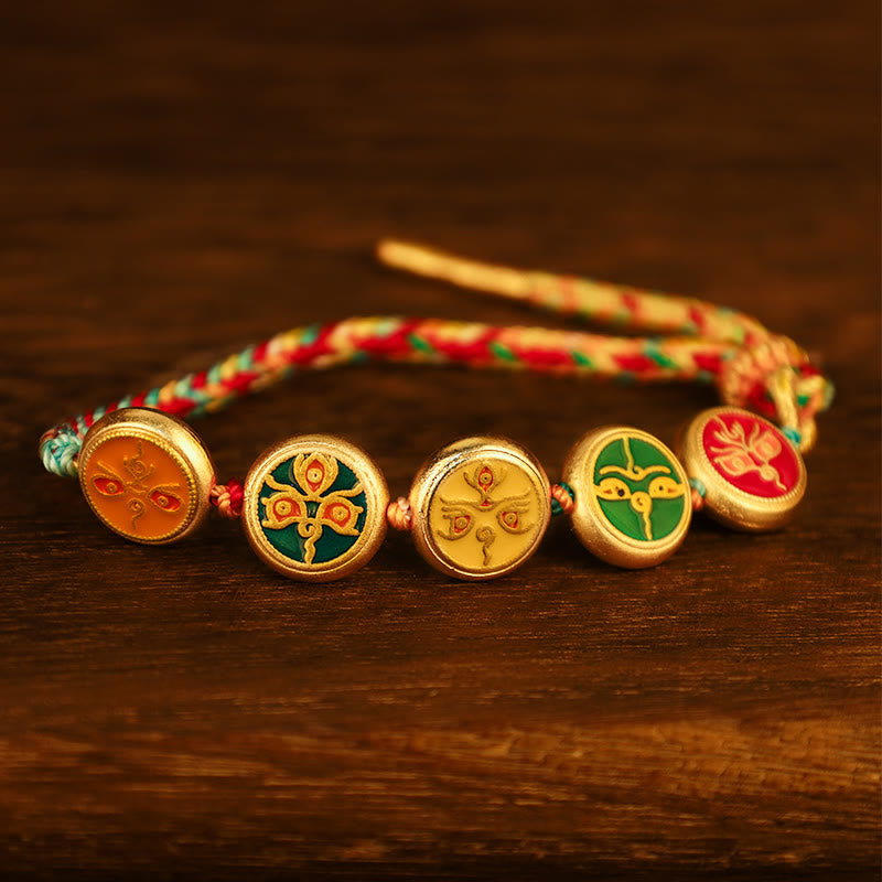 BWOOOH Tibetan Five God Of Wealth Colorful Rope Braided Luck Bracelet