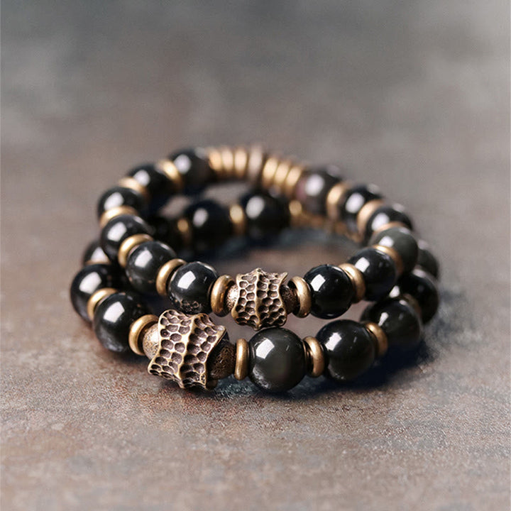 BWOOOH Rainbow Obsidian Copper Love Healing Bracelet