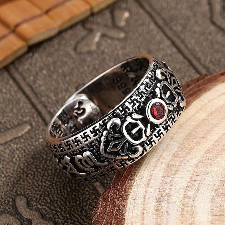 BWOOOH Tibetan Ruby Copper Wealth Ring