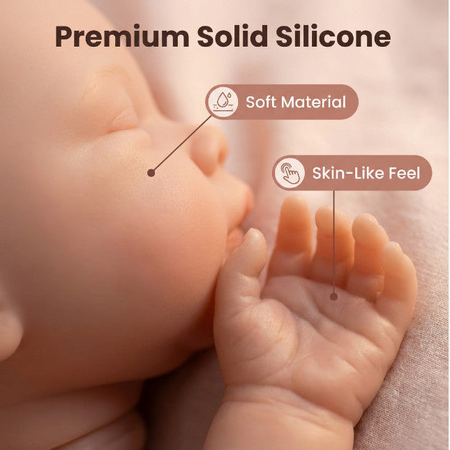 Luna Mae 12-inch All-Silicone Rebirth Sleeping Doll - Super Soft Washable Realistic Baby Toy