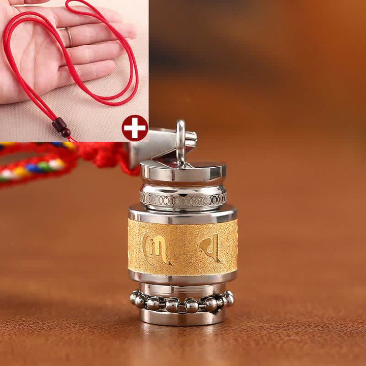 BWOOOH Tibet Om Mani Padme Hum Shurangama Mantra Titanium Steel Wisdom Amulet Necklace Pendant