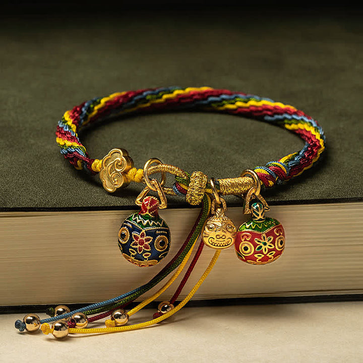 BWOOOH Gold Swallowing Beast Family Luck Reincarnation Knot Colorful String Bracelet