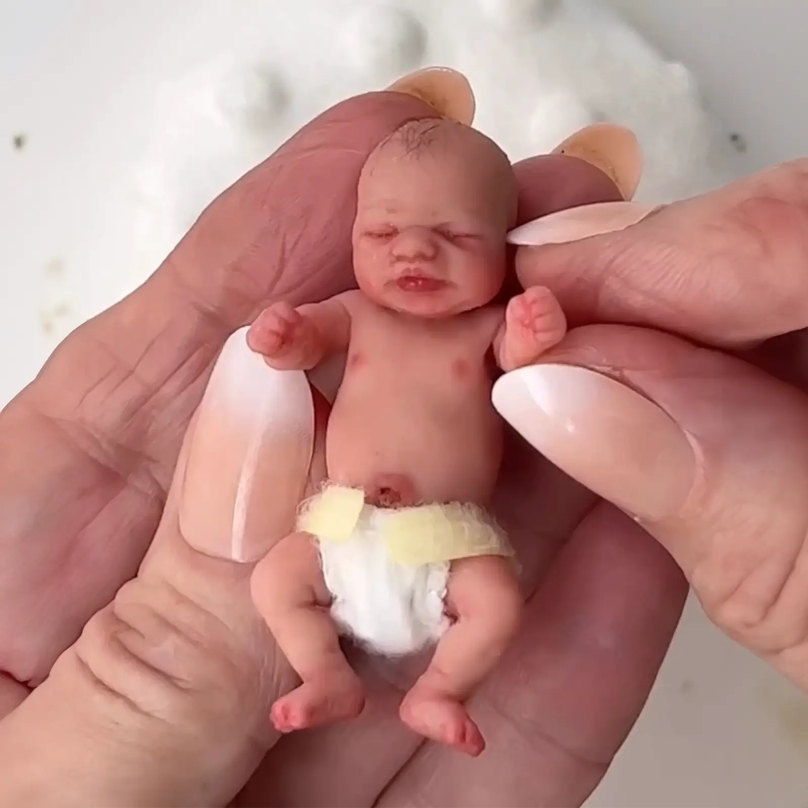 3 Inches Mini Flexible Solid Platinum Liquid Full Silicone Reborn Doll Baby Girl