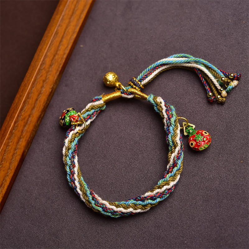 BWOOOH Handmade Gold Swallowing Beast Family Healing Reincarnation Knot Braid Bracelet
