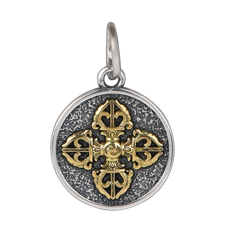 BWOOOH 925 Sterling Silver Double Dorje Vajra Blessing Necklace Pendant