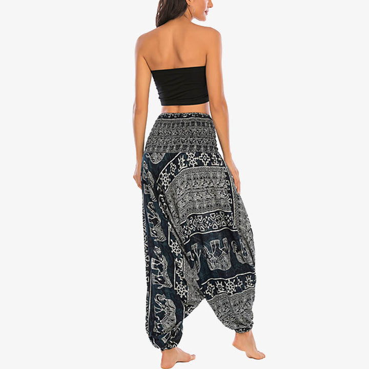 BWOOOH printed harem pants - Two Style Wear Elephant Pattern Loose Sm