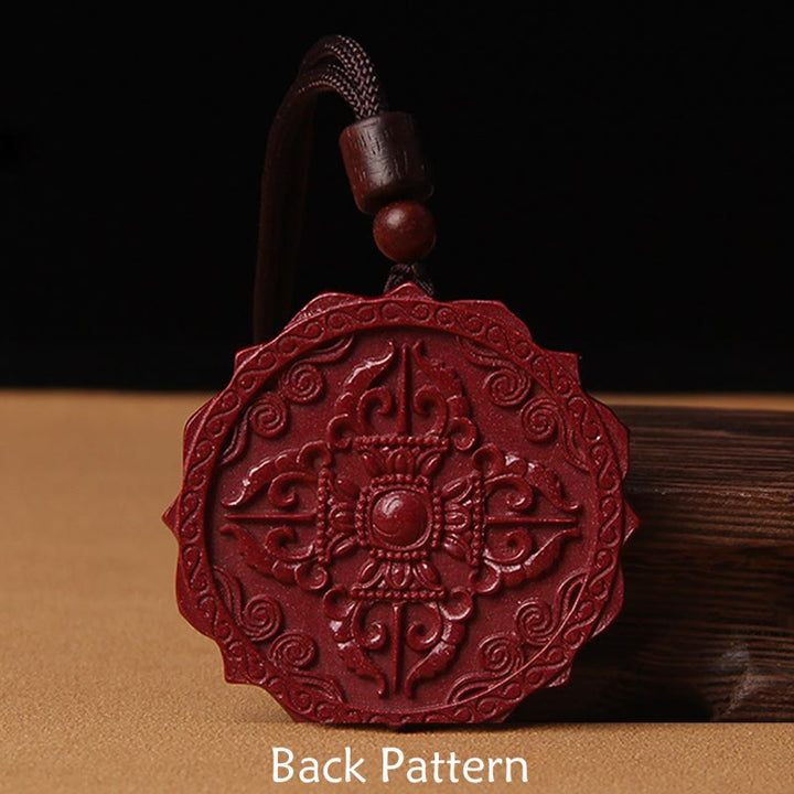 BWOOOH Natural Cinnabar Lotus Om Mani Padme Hum Blessing Necklace String Pendant