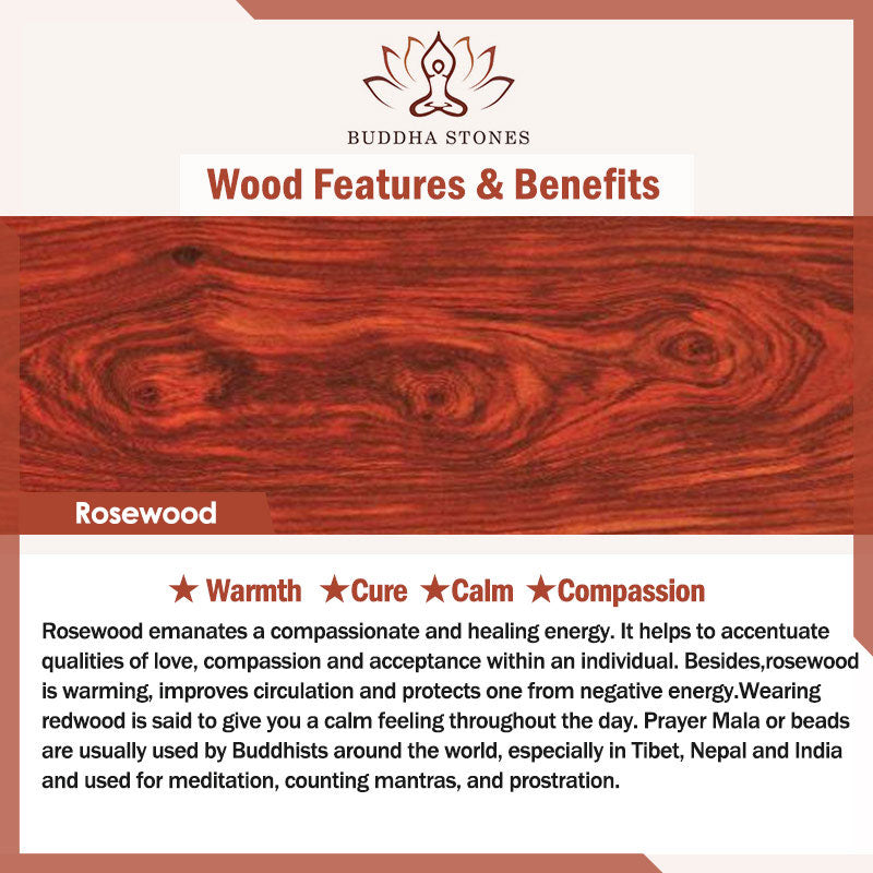 BWOOOH Tibetan Rosewood Lotus Mala Protection Calm Necklace Bracelet