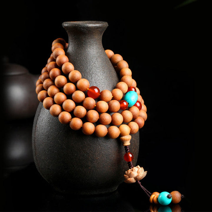 BWOOOH Tibetan Sandalwood Lotus Enlightenment Charm Mala Bracelet
