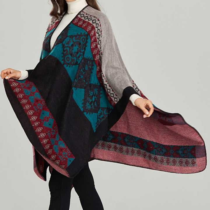 BWOOOH Tibetan Shawl Diamond Pattern Winter Warm Cloak Sc