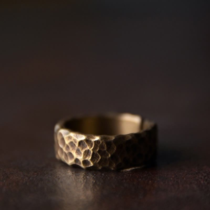 BWOOOH Tibetan Bump Texture Design Copper Brass Luck Ring