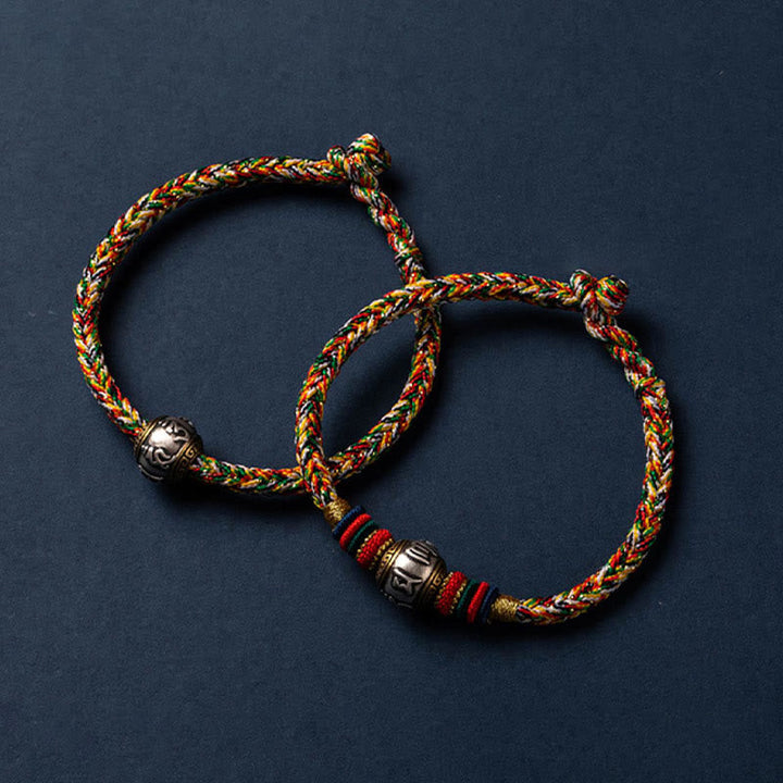 BWOOOH 925 Sterling Silver Tibet Handmade Om Mani Padme Hum Luck Protection King Kong Knot Braided Bracelet  -  Sterling Sil...