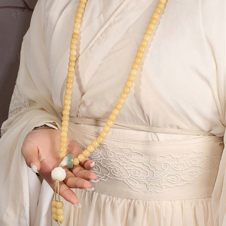 BWOOOH Natural Bodhi Seed Lotus Dzi Bead Peace Harmony Charm Bracelet