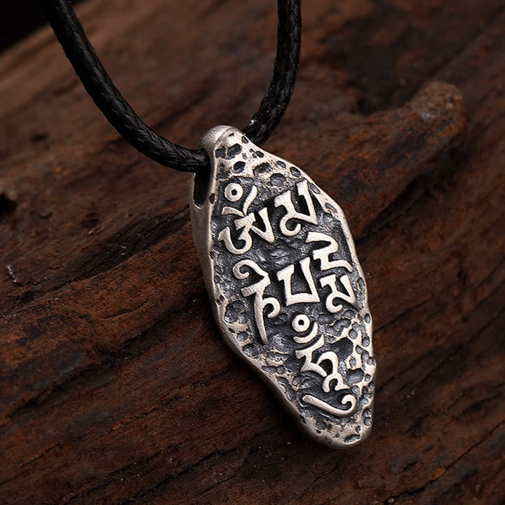 BWOOOH Tibetan 925 Silver Om Mani Padme Hum Dorje Vajra Strength Necklace