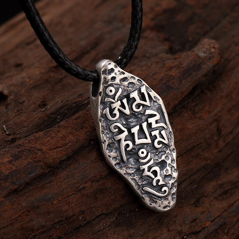 BWOOOH Tibetan 925 Silver Om Mani Padme Hum Dorje Vajra Strength Necklace