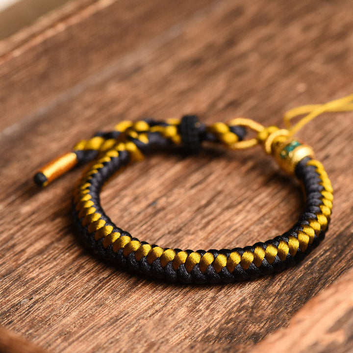 BWOOOH Handmade Tibetan Black Gold Dragon Scale Rope Om Mani Padme Hum Purity Bracelet