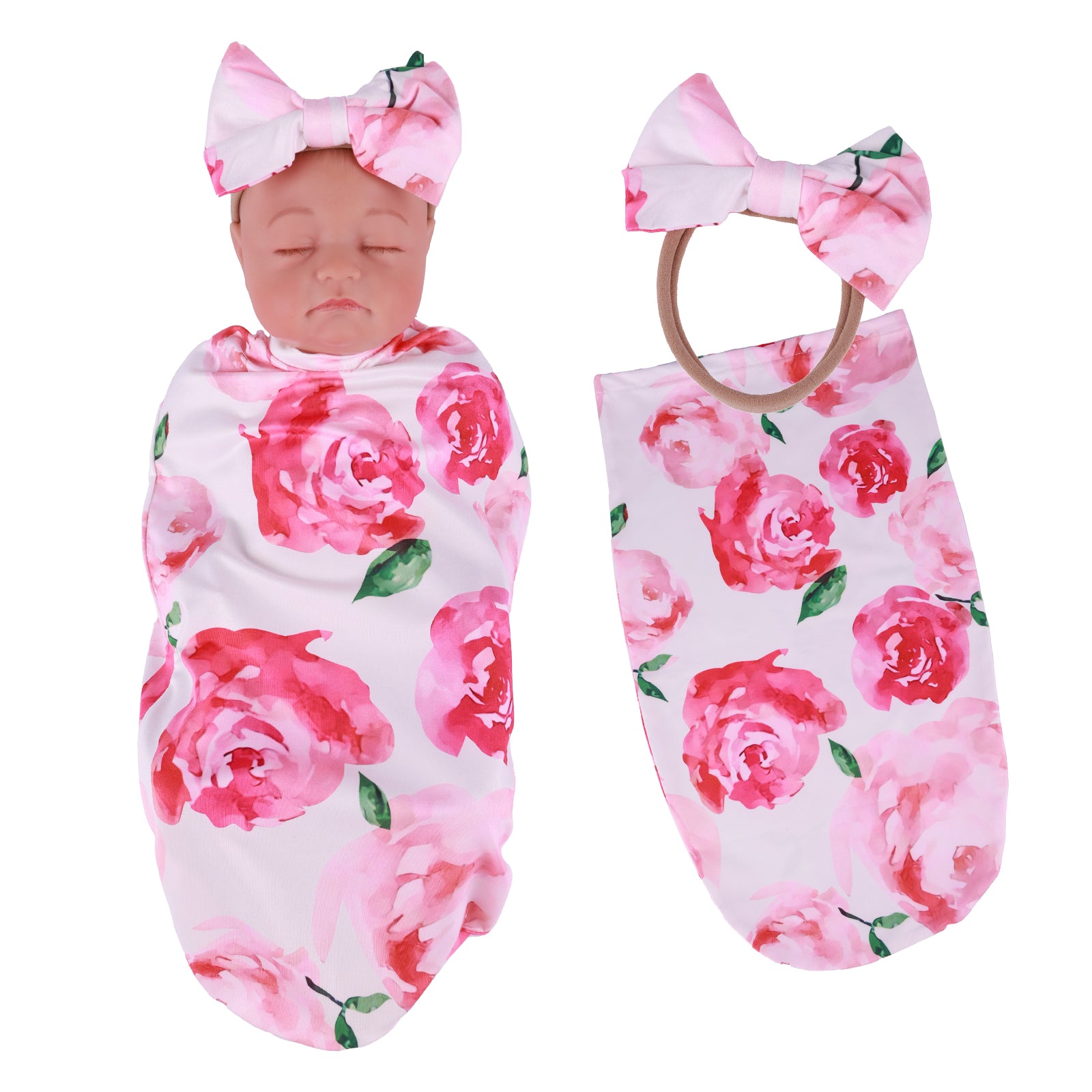17"-20" Dollreborns®Adorable baby Swaddle Blanket And Headband Set