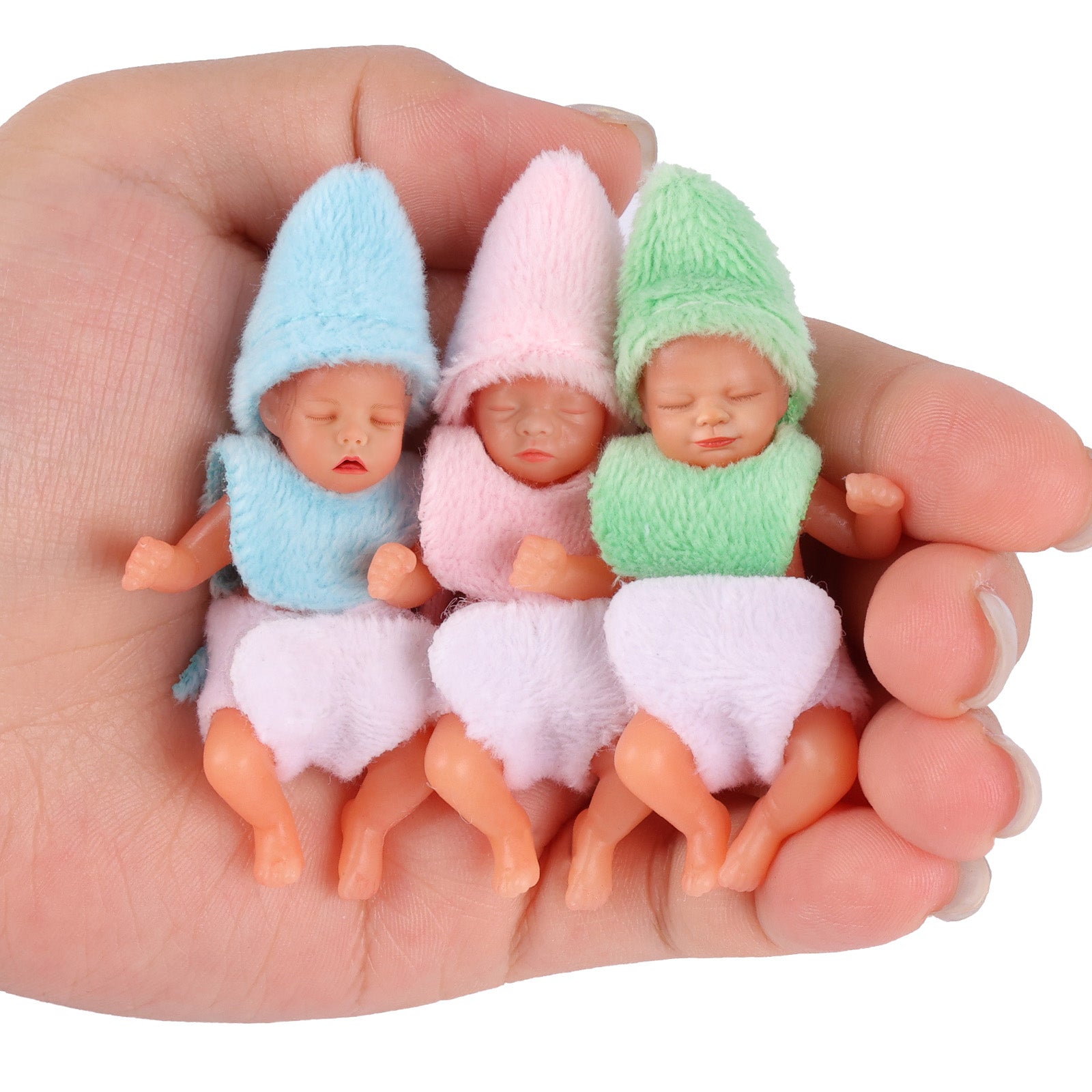 Full Platinum Solid Silicone Star Product 3 Inches Mini Sleeping Baby Doll Girl with Free Delicate Furniture Accessories