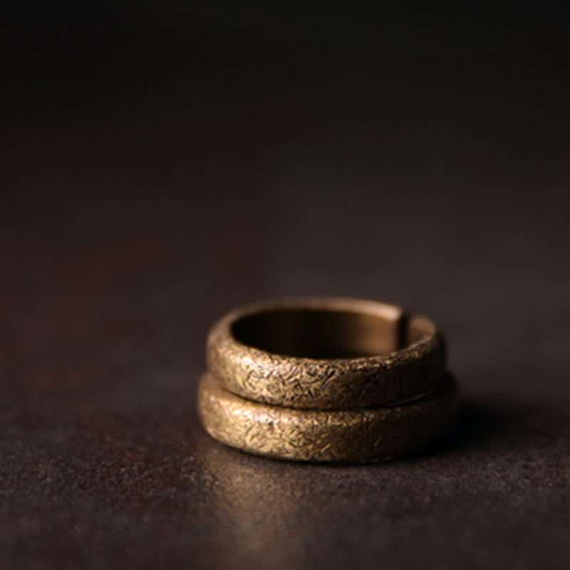 BWOOOH Tibetan Vintage Texture Design Copper Luck Couple Ring