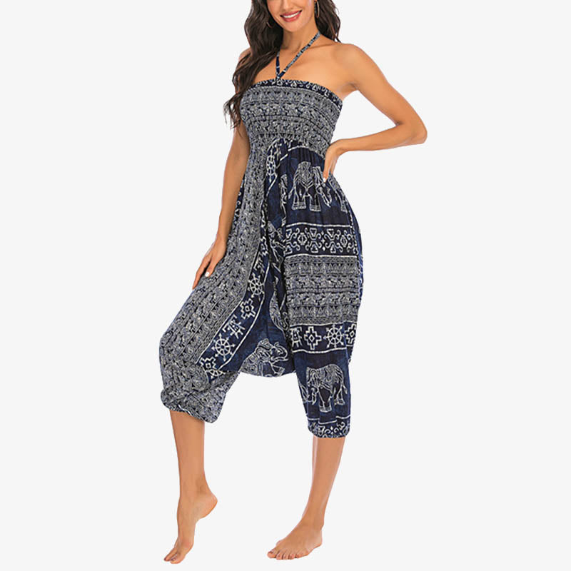 BWOOOH printed harem pants - Two Style Wear Elephant Pattern Loose Sm