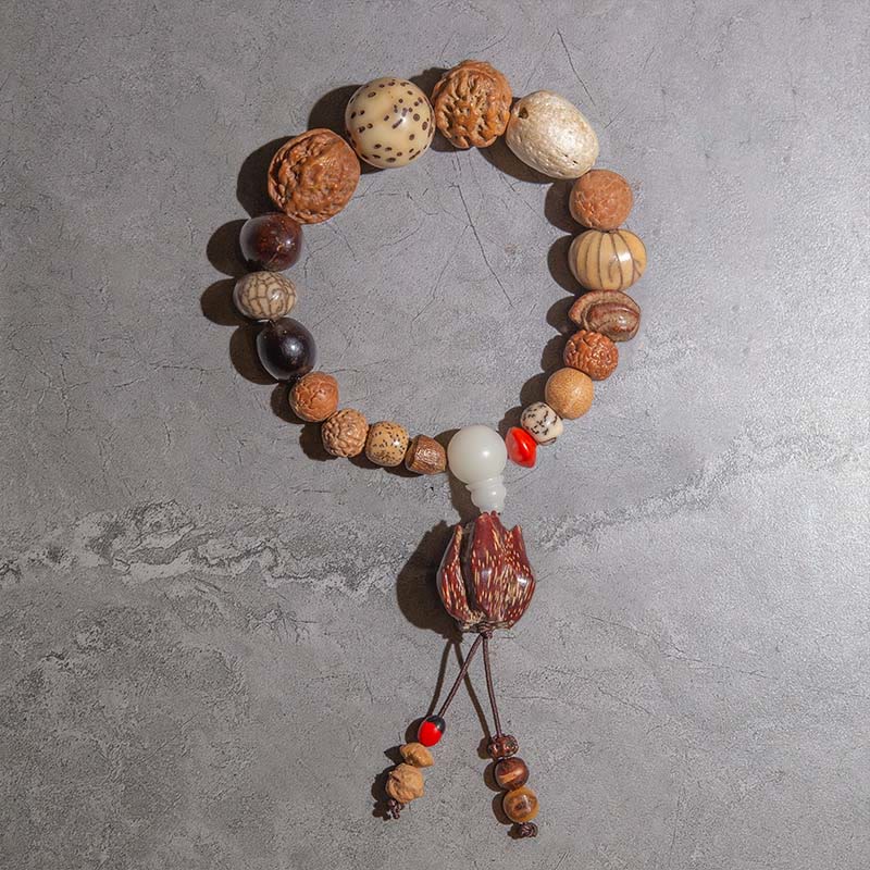 BWOOOH 108 Mala Beads Bodhi Seed Luck Wealth Bracelet Wrist Mala