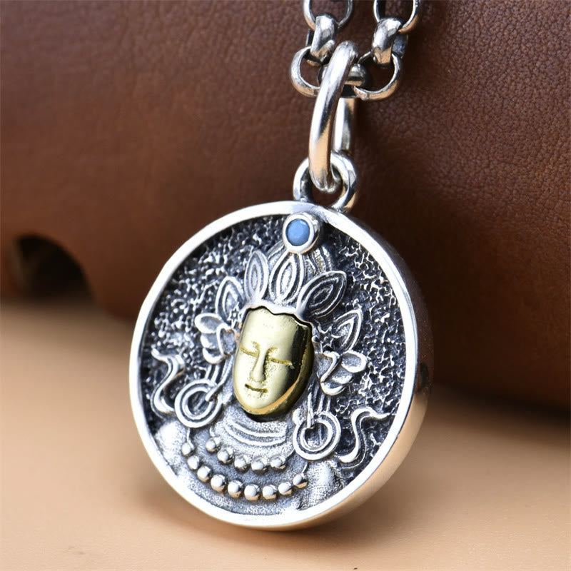 BWOOOH 925 sterling silver Green Tara Double Dorje Vajra protection necklace pendant Tibetan Buddhist jewelry