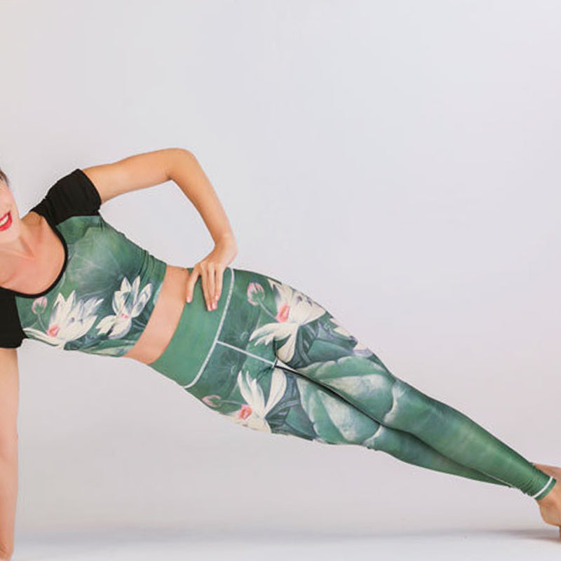 BWOOOH lotus print yoga leggings - 2Pcs Lotus Phoenix Spring Flowers Peacoc