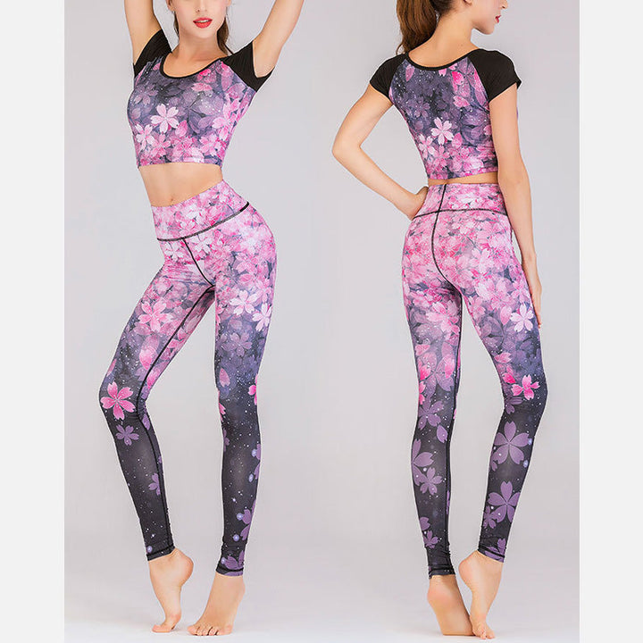 BWOOOH lotus print yoga leggings - 2Pcs Lotus Phoenix Spring Flowers Peacoc