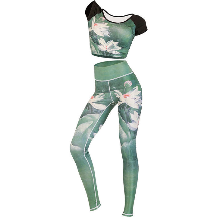 BWOOOH lotus print yoga leggings - 2Pcs Lotus Phoenix Spring Flowers Peacoc