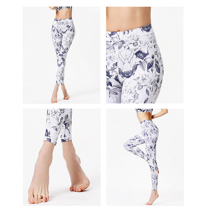 BWOOOH printed yoga leggings - Flowers Leaves Print Pants Sports Fitnes