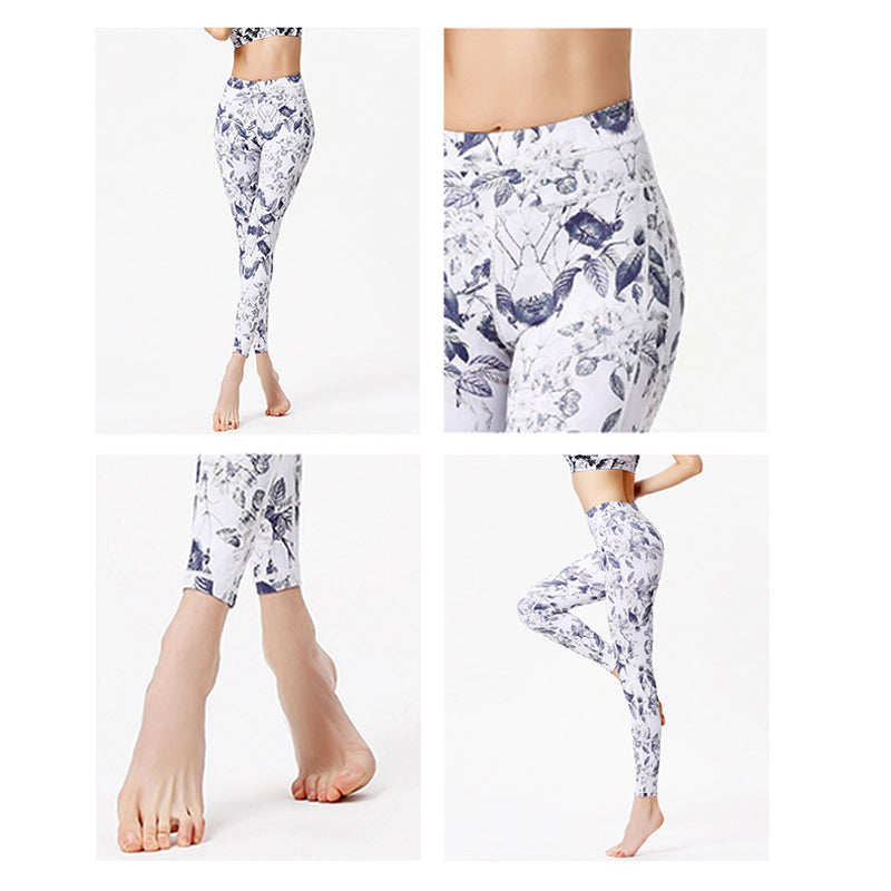 BWOOOH printed yoga leggings - Flowers Leaves Print Pants Sports Fitnes
