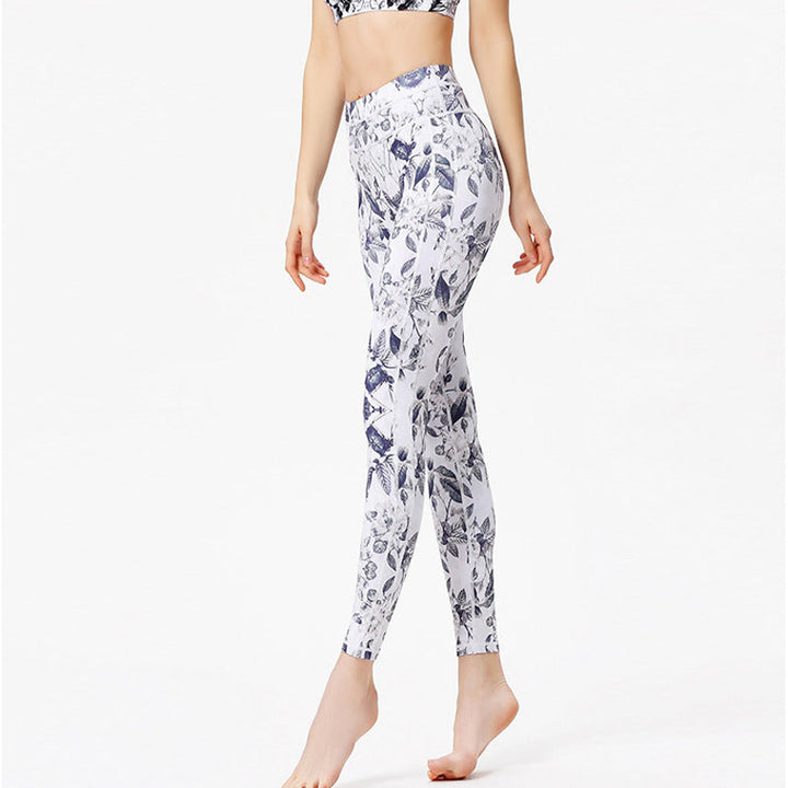 BWOOOH printed yoga leggings - Flowers Leaves Print Pants Sports Fitnes