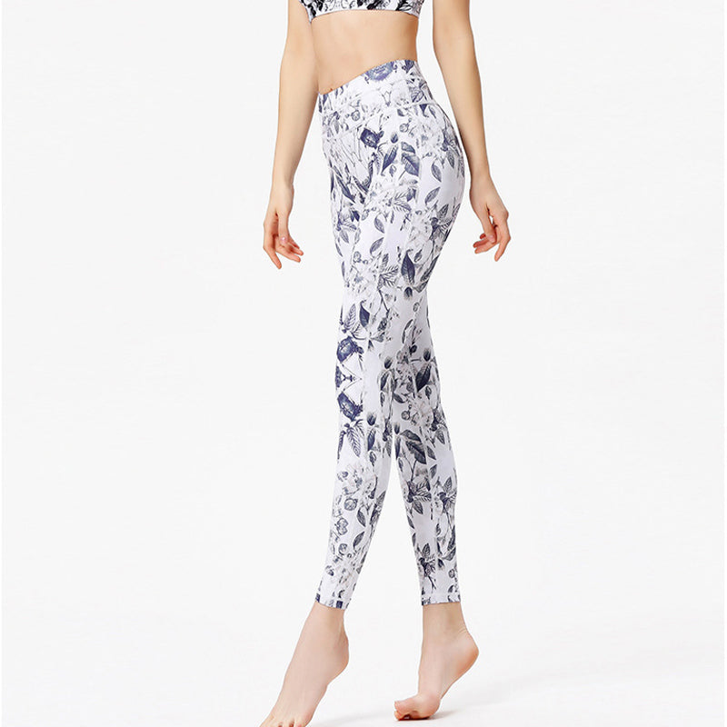 BWOOOH printed yoga leggings - Flowers Leaves Print Pants Sports Fitnes